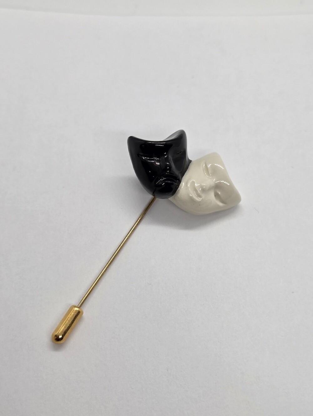 Vintage Fancy Faces Porcelain Theater Mask Stick Pin
